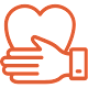 A hand is holding a heart in its palm.