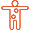 A line drawing of a person with their arms outstretched.