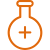 A beaker with a plus sign inside of it.