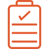 A clipboard with a check mark on it.