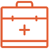 A briefcase with a plus sign on it.