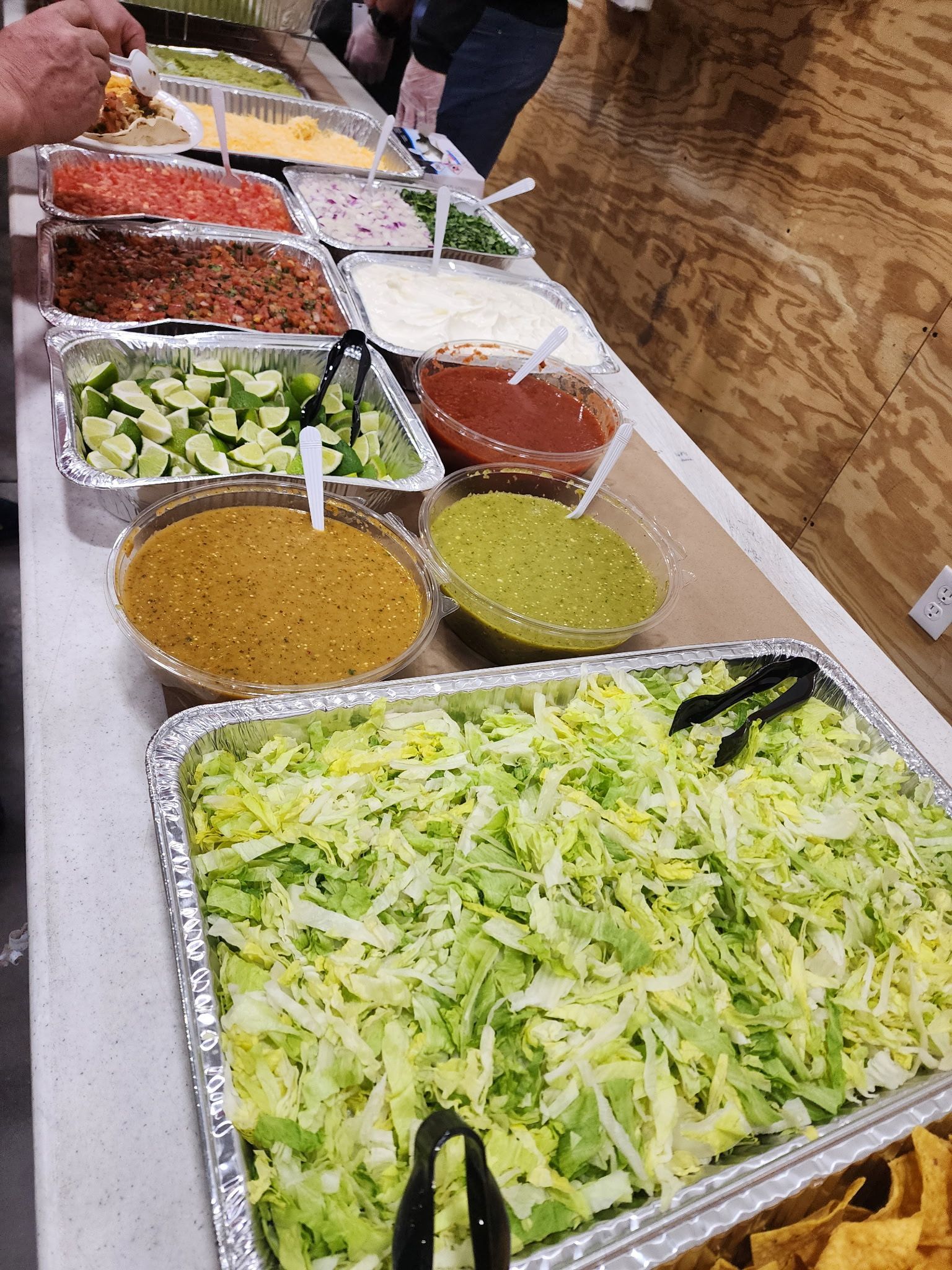 There are many different types of food on the table.