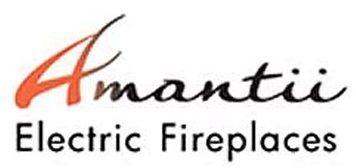Amantii Electric Fireplaces logo in black and orange text