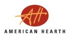American Hearth logo with a red oval and gold monogram above black text