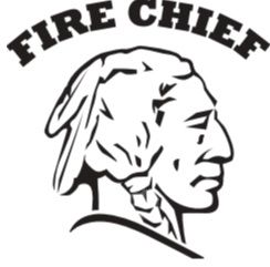 Black-and-white logo of a Native American profile with “FIRE CHIEF” text above