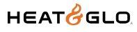 HEAT & GLO logo in black and orange text on a white background