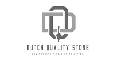 Dutch Quality Stone logo with gray geometric emblem and the tagline “Craftsmanship born of tradition.”