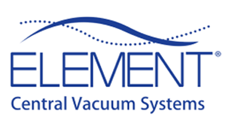 ELEMENT Central Vacuum Systems logo in blue text with wavy dotted line above