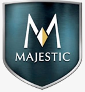 Majestic shield logo with a white stylized M and gold diamond on a dark teal background
