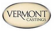 Vermont Castings logo in black text on an oval cream background