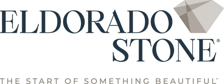 Eldorado Stone logo in serif black text with a faceted stone icon and the tagline “The start of something beautiful.”