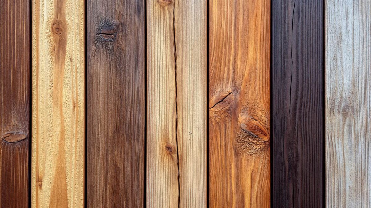 Vertical wooden planks in varied brown tones and weathered textures