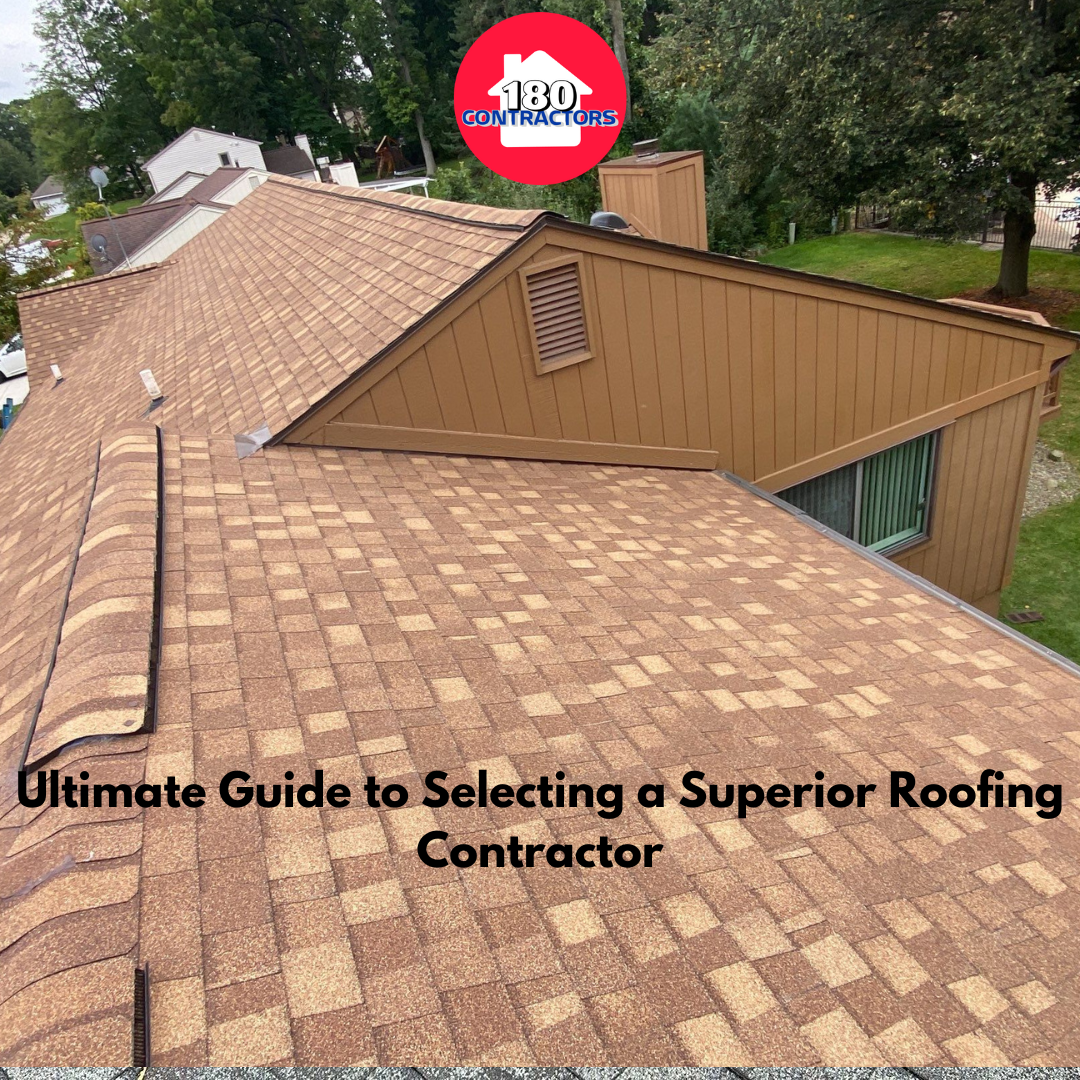 Roofing contractor promo showing a tan shingle roof