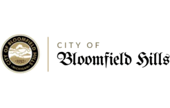 City of Bloomfield Hills logo with gold seal and black text on a white background