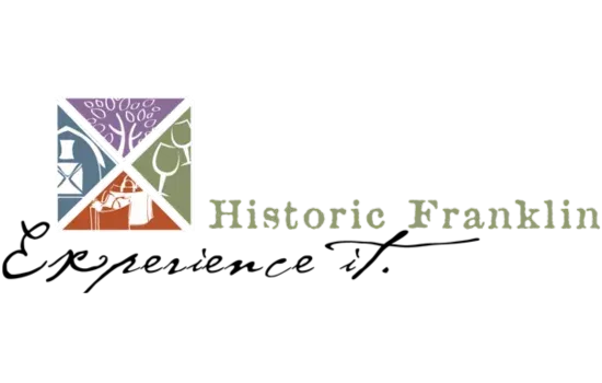 Historic Franklin Experience logo with multicolor square and script text on white background