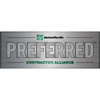 James Hardie Preferred Contractor Alliance logo on a gray background