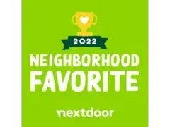 Nextdoor 2022 Neighborhood Favorite award logo, featuring a yellow trophy on a green square background.