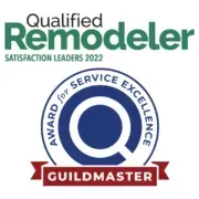 Qualified Remodeler Satisfaction Leaders 2022 logo featuring a Guildmaster Award for Service Excellence seal.