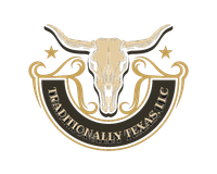 Texas Longhorn logo in gold and black with skull and stars, reading &ldquo;Traditional in Texas.&rdquo;
