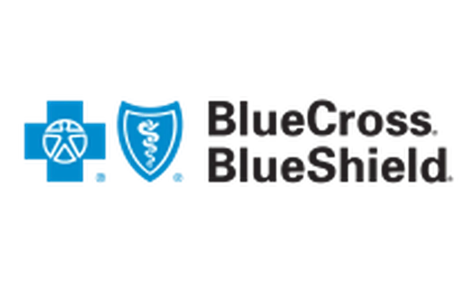 Blue Cross Blue Shield logo in blue with shield icons and bold black text