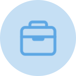 Blue briefcase icon within a light blue circle, suggesting work or business.