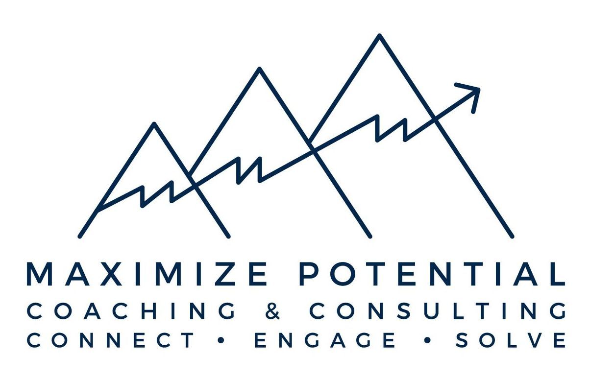 A logo for maximize potential coaching and consulting connect engage solve