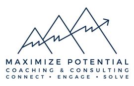 A logo for maximize potential coaching and consulting connect engage solve