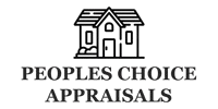 The logo for Peoples Choice Appraisals has a house on it.