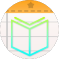 An icon of a calendar with a book inside of it.