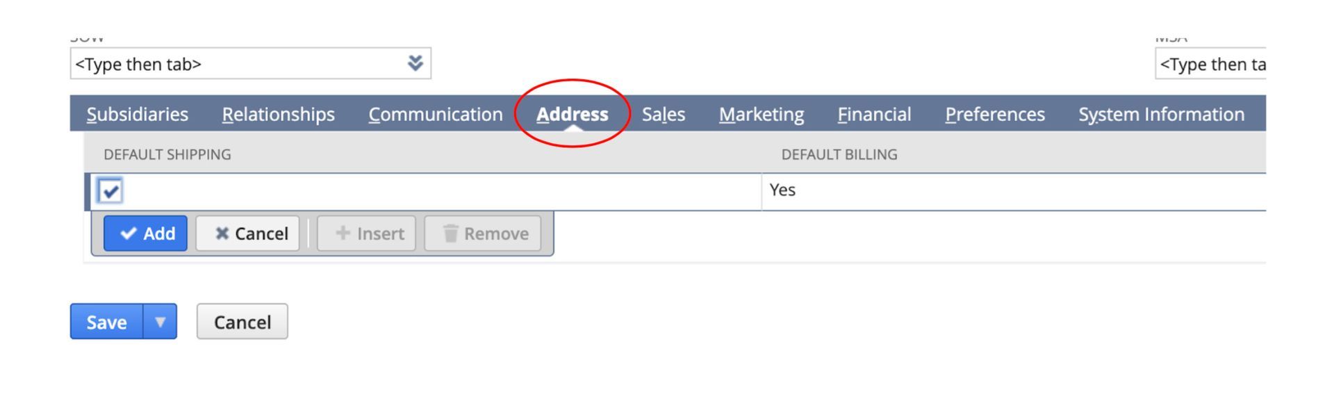 The fifth screenshot showing how to create a customer record in NetSuite. 