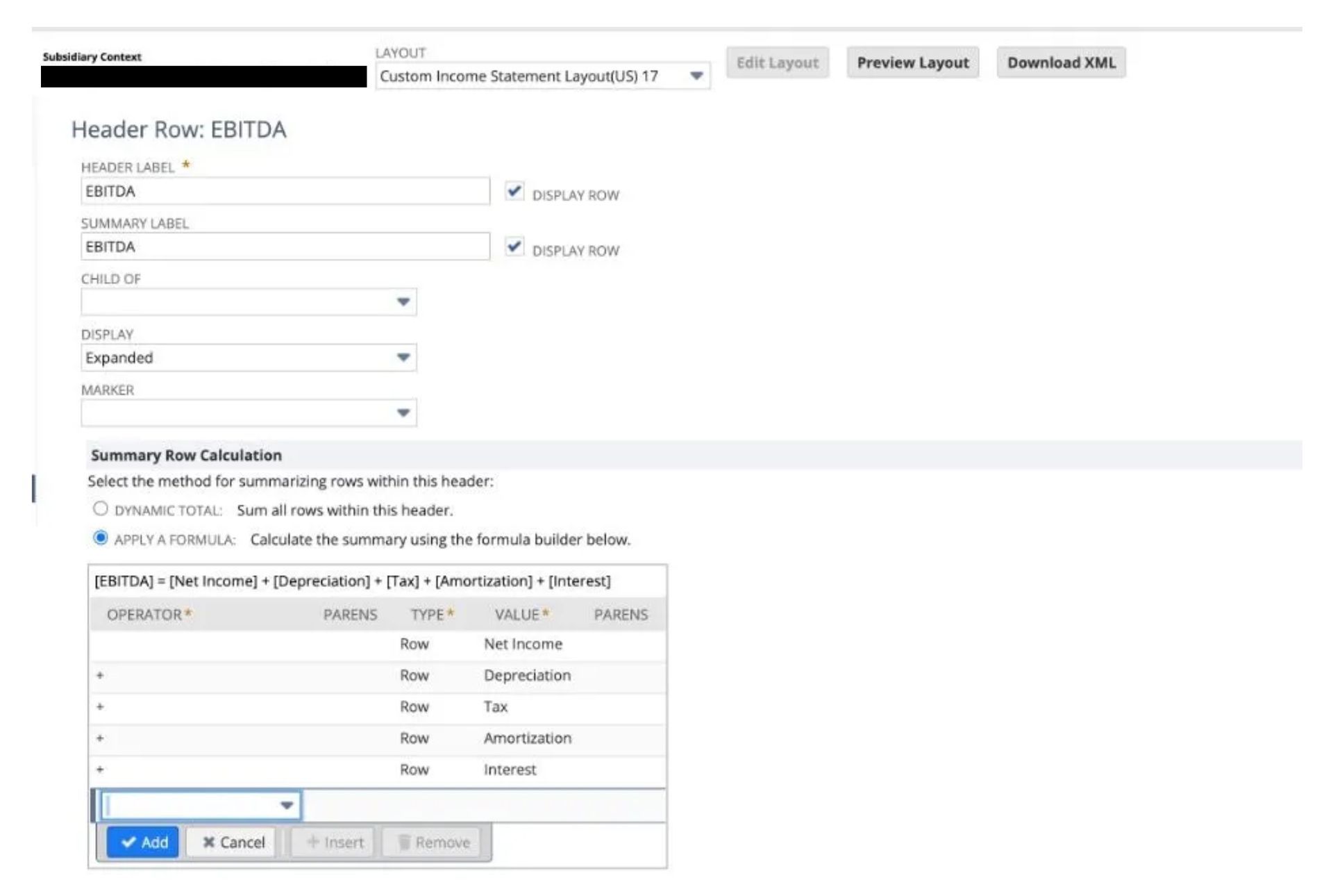 First screenshot showing how to create an EBITA report.