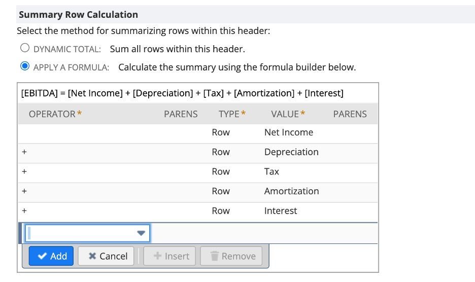 The fourth screenshot showing how to create an EBITA report in NetSuite.