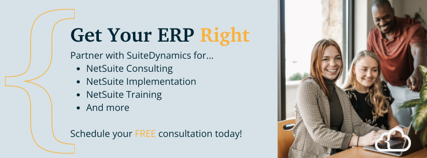 Graphic advertising SuiteDynamics NetSuite services.