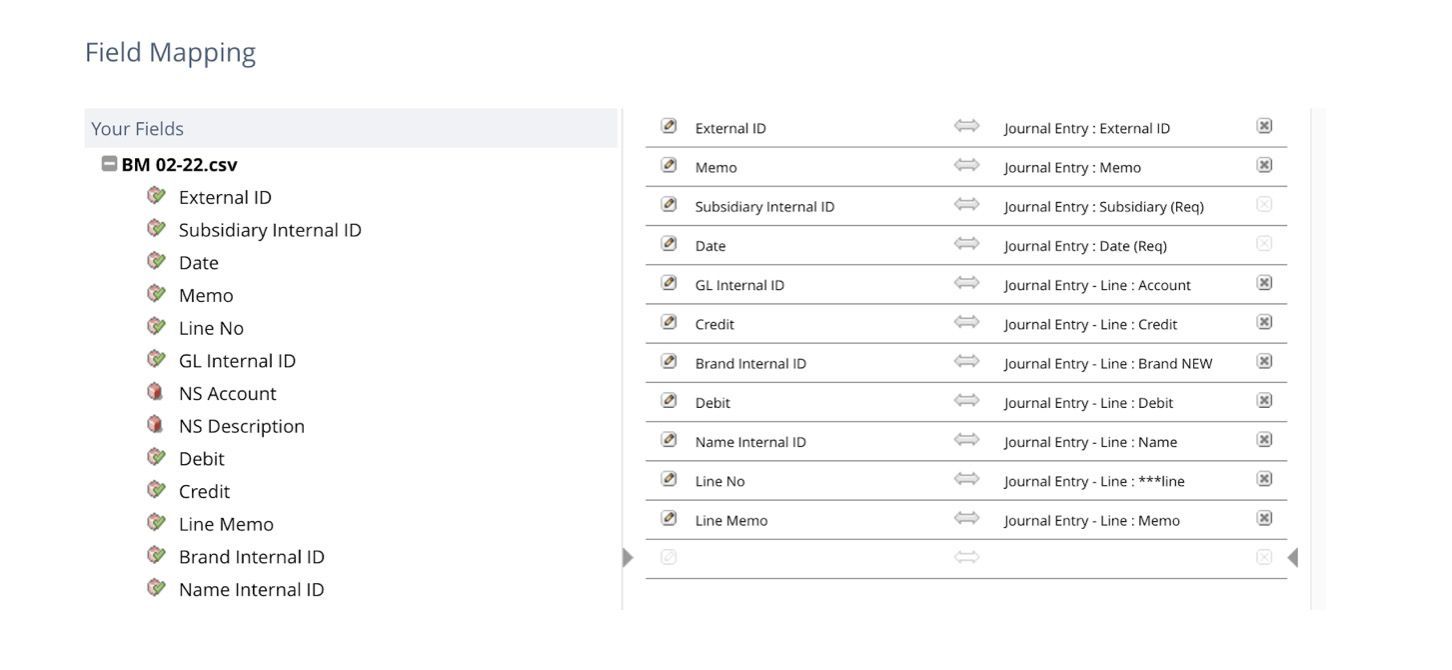 The third screenshot showing how to load journal entries into NetSuite via CSV file.
