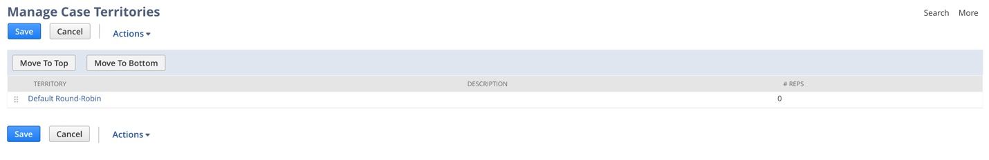 This screenshot shows how to view case territories in NetSuite.