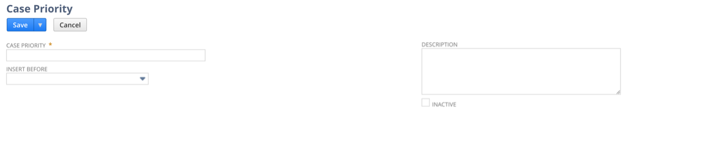 This is a screenshot showing how to create a case priority in NetSuite.