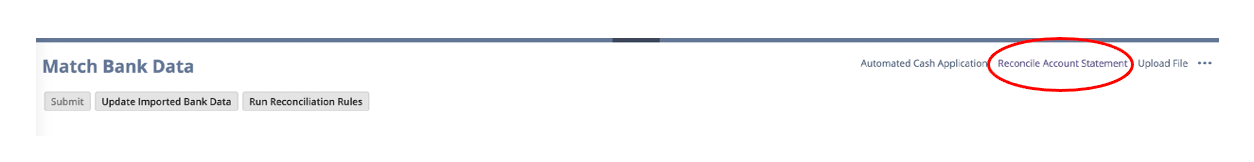 A screenshot from NetSuite's Match Bank Data process.