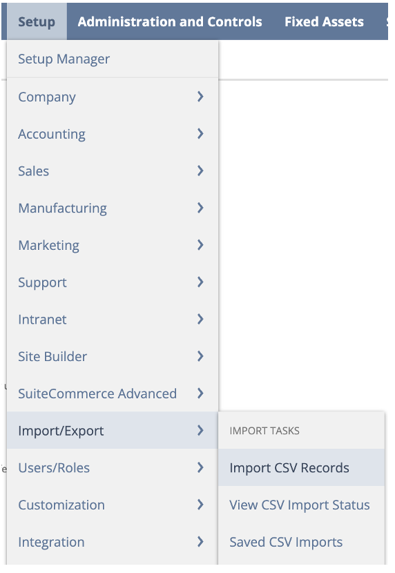 a screen shot of the administration and controls menu