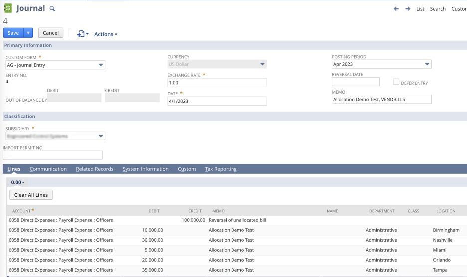 The thirteenth screenshot illustrating how to create memorized transactions in NetSuite.