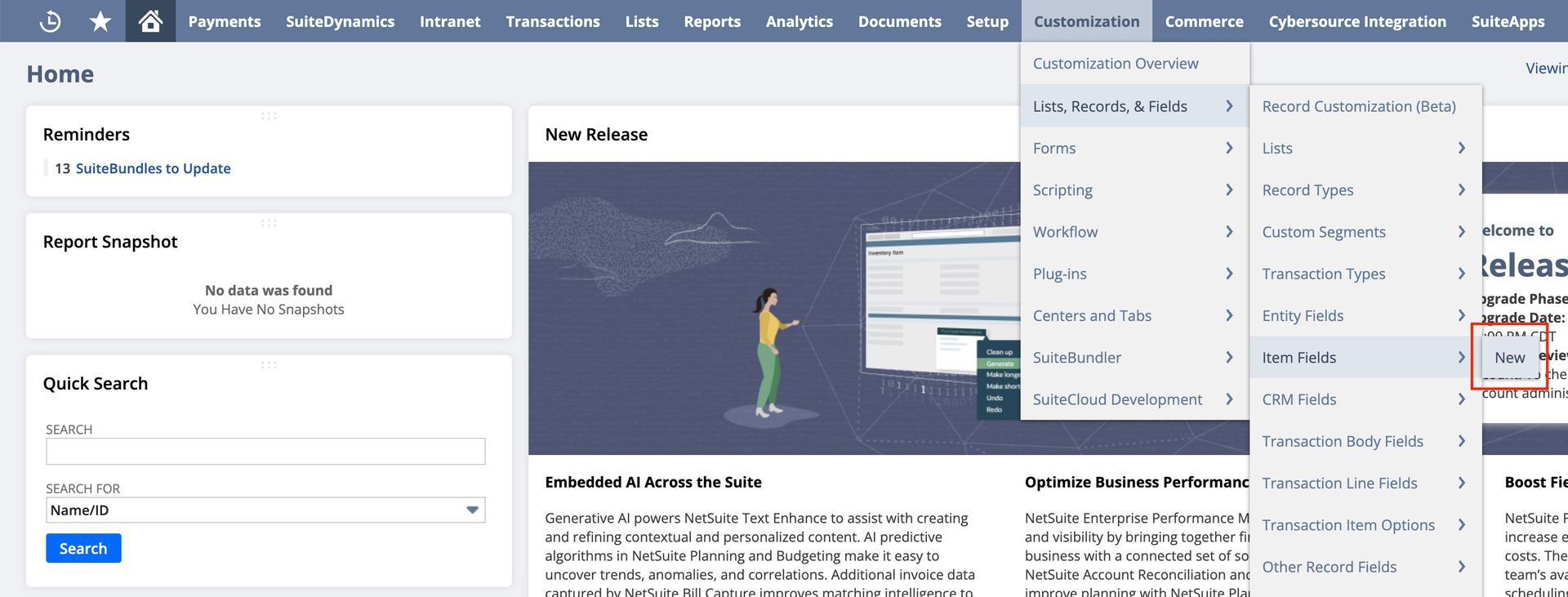 The first screenshot showing how to set up a UNSPSC code in NetSuite.