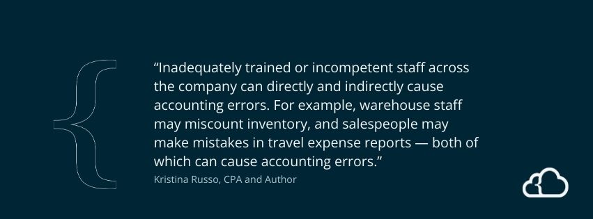 Graphic with a quote from Kristina Russo about the role of staff in consistent financial reporting.