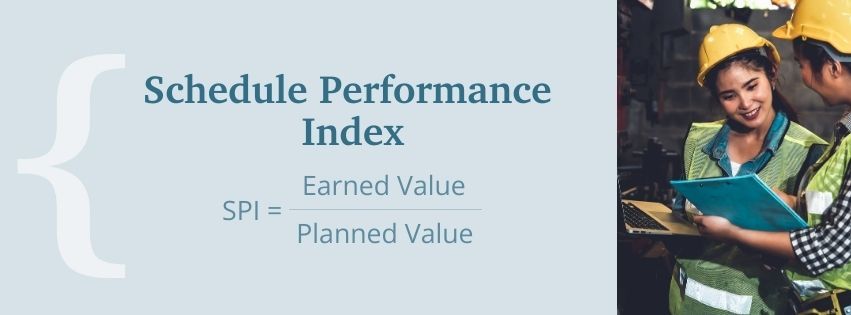 Graphic showing the formula for schedule performance index.