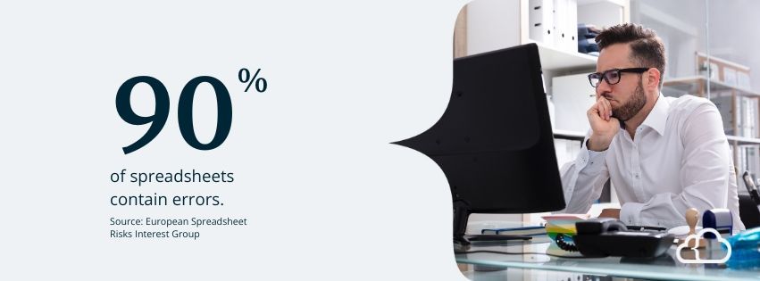 Graphic stating that 90% of spreadsheets contain errors.