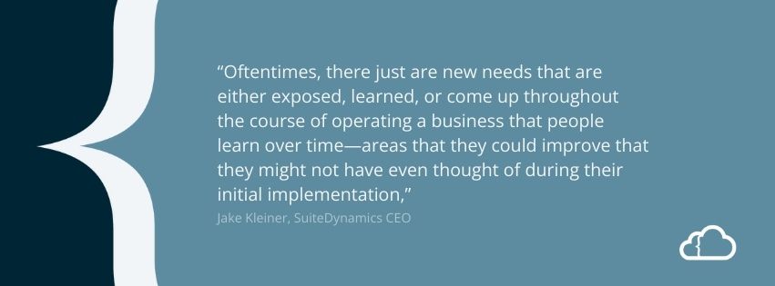 Graphic with a quote from Jake Kleiner about why clients need SuiteScript and workflows.