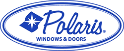 Polaris Windows & Doors logo with a blue oval frame. 