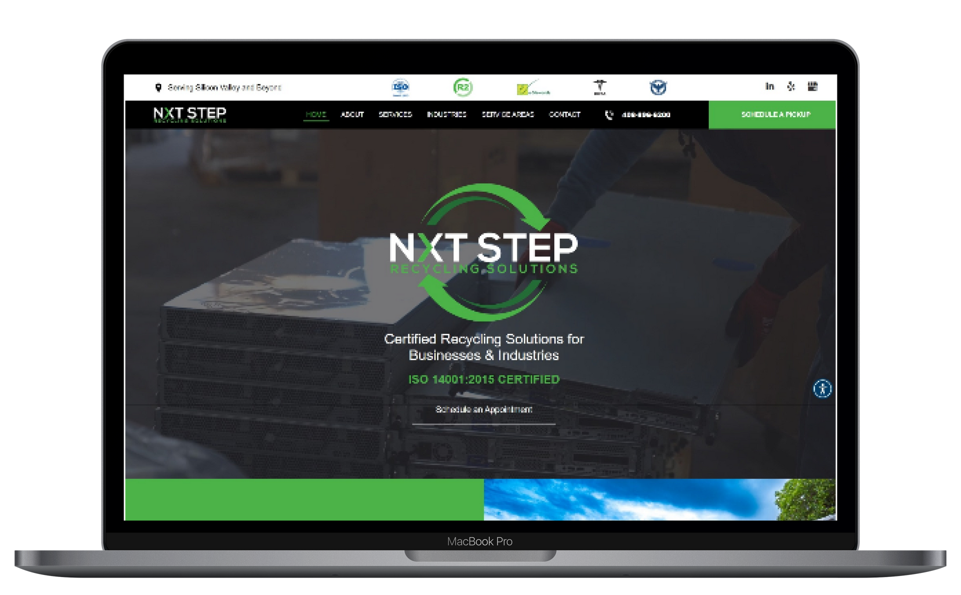 A laptop computer is open to a website called next step.
