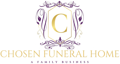 A logo for Chosen Funeral Home, featuring a gold letter 
