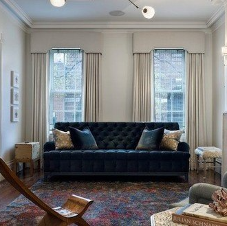 Custom Window Treatments in Modern Living Room in Danbury, CT