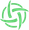 Green abstract swirl logo with four curved elements forming a circular knot