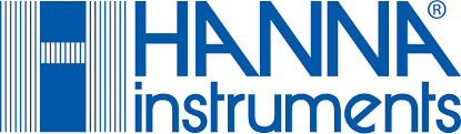 Logotipo azul de Hanna Instruments. La palabra 
